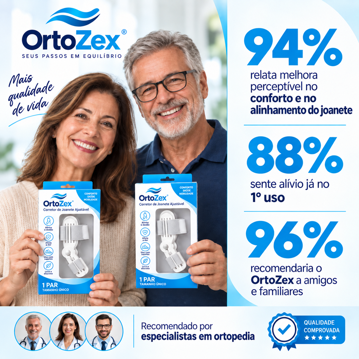 Mais de 3.000 clientes satisfeitos com o Par de Corretor OrtoZex™